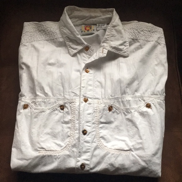 Men’s FLUID White Cotton Button Down - Picture 3 of 16